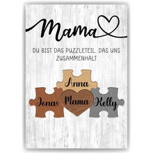 Laden Sie das Bild in den Galerie-Viewer, Personalisiertes Puzzle Poster für Mama –  Design mit Herz – Namensposter – Geschenkidee für Muttertagsgeschenk personalisiert
