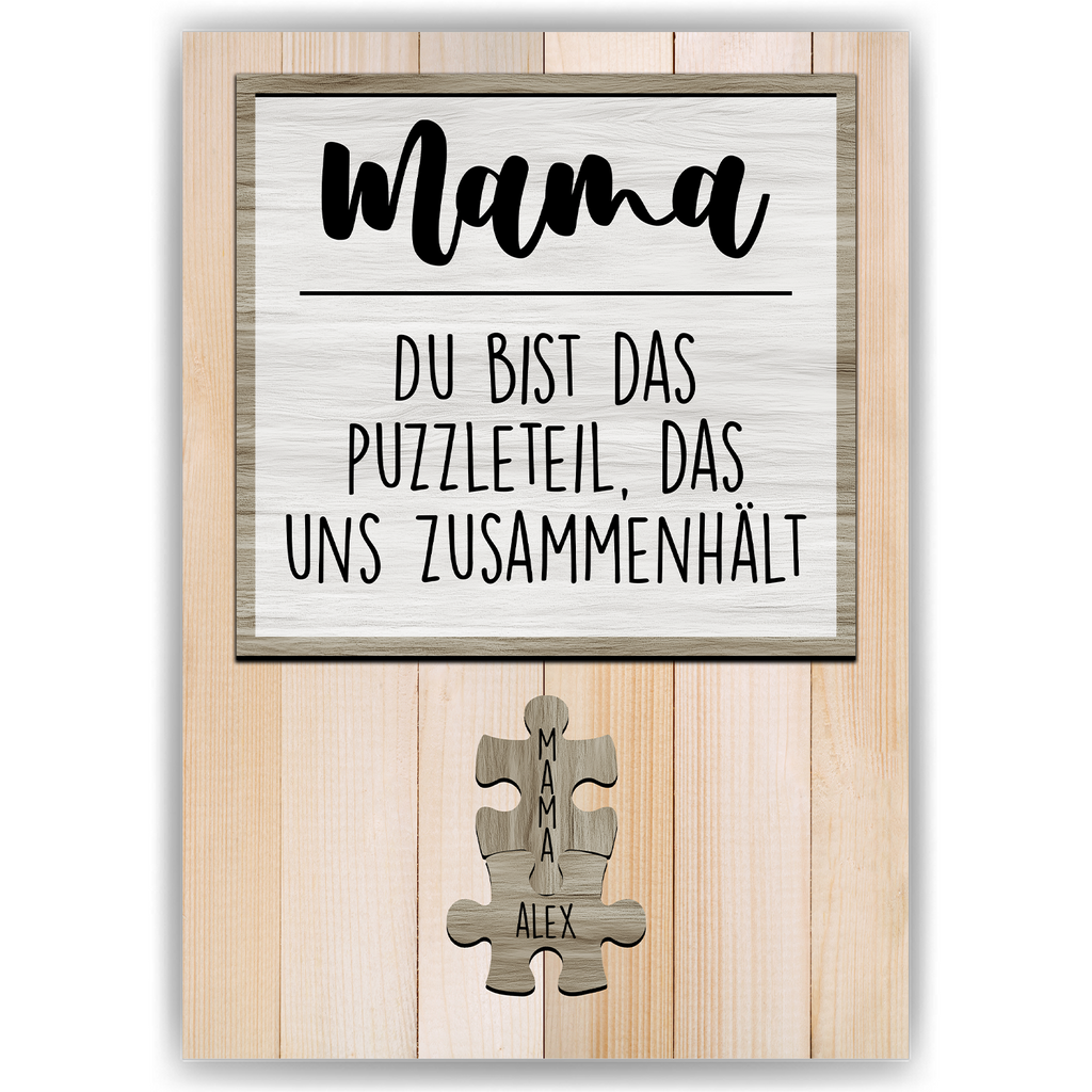 Personalisiertes Mama Poster mit Namen – Puzzle Design – Geschenk für Mutter, Mama Geschenkidee, Familienposter, Wandbild personalisiert