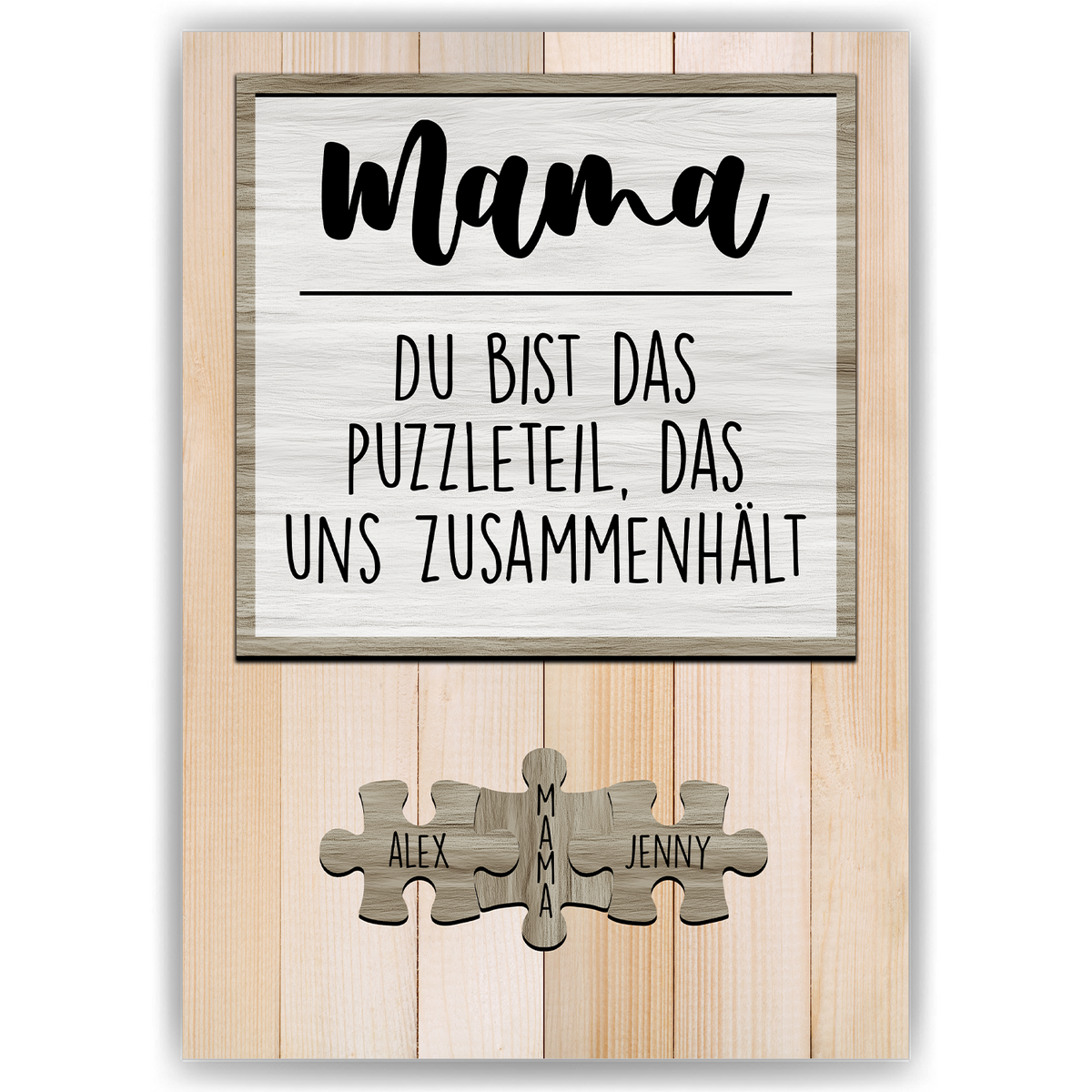 Personalisiertes Mama Poster mit Namen – Puzzle Design – Geschenk für Mutter, Mama Geschenkidee, Familienposter, Wandbild personalisiert