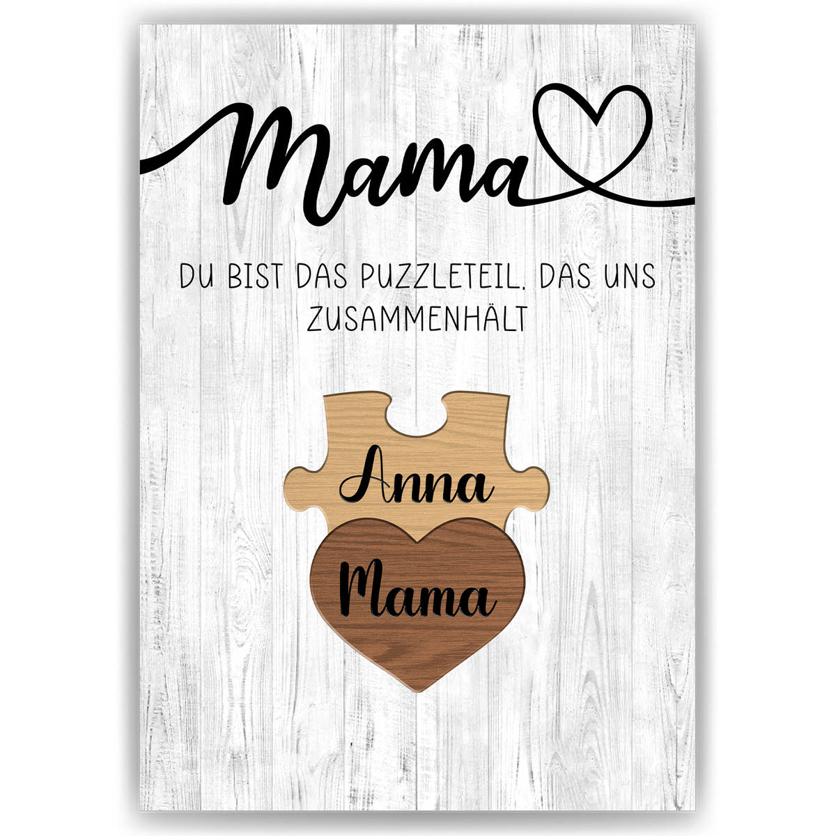 Personalisiertes Puzzle Poster für Mama –  Design mit Herz – Namensposter – Geschenkidee für Muttertagsgeschenk personalisiert