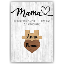 Laden Sie das Bild in den Galerie-Viewer, Personalisiertes Puzzle Poster für Mama –  Design mit Herz – Namensposter – Geschenkidee für Muttertagsgeschenk personalisiert
