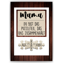 Laden Sie das Bild in den Galerie-Viewer, Mama Puzzle Poster personalisiert – Familien Puzzle mit Namen – Liebevolles Geschenk für Mama, Muttertag, Geburtstag
