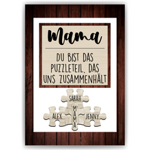 Laden Sie das Bild in den Galerie-Viewer, Mama Puzzle Poster personalisiert – Familien Puzzle mit Namen – Liebevolles Geschenk für Mama, Muttertag, Geburtstag

