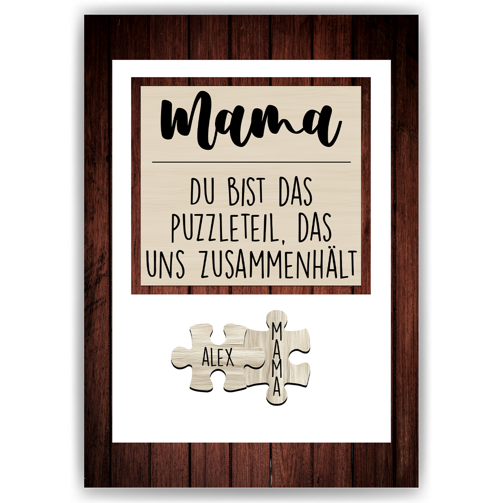 Mama Puzzle Poster personalisiert – Familien Puzzle mit Namen – Liebevolles Geschenk für Mama, Muttertag, Geburtstag