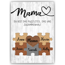 Laden Sie das Bild in den Galerie-Viewer, Personalisiertes Puzzle Poster für Mama –  Design mit Herz – Namensposter – Geschenkidee für Muttertagsgeschenk personalisiert
