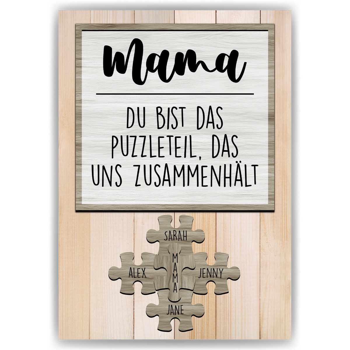 Personalisiertes Mama Poster mit Namen – Puzzle Design – Geschenk für Mutter, Mama Geschenkidee, Familienposter, Wandbild personalisiert