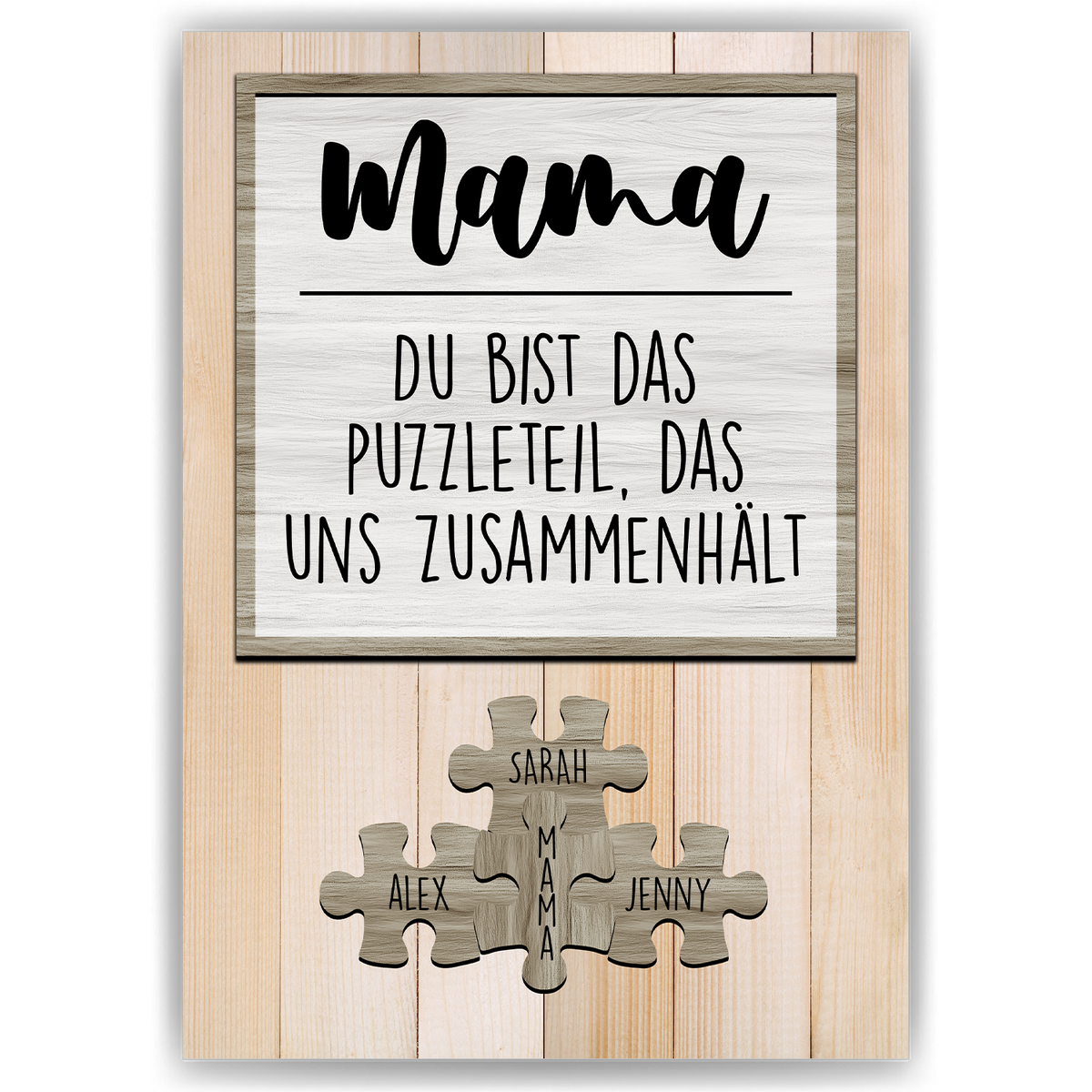 Personalisiertes Mama Poster mit Namen – Puzzle Design – Geschenk für Mutter, Mama Geschenkidee, Familienposter, Wandbild personalisiert