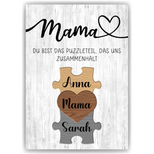 Laden Sie das Bild in den Galerie-Viewer, Personalisiertes Puzzle Poster für Mama –  Design mit Herz – Namensposter – Geschenkidee für Muttertagsgeschenk personalisiert
