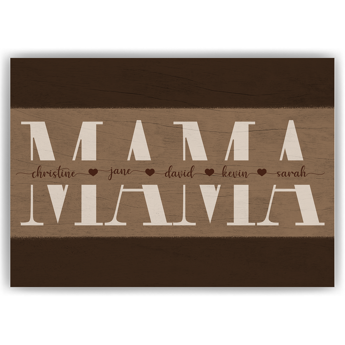 Personalisiertes Mama Poster mit Namen – Holzoptik Wandbild – Geschenk für Mama, Muttertag Geschenk, Familienposter personalisiert