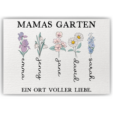 Laden Sie das Bild in den Galerie-Viewer, Personalisiertes Mama Poster „Mamas Garten“ – Blumenposter mit Namen – Geschenk für Mama, Muttertag Geschenk, Familien Wandbild Geschenk für Mama, Oma, Ehefrau Frauen
