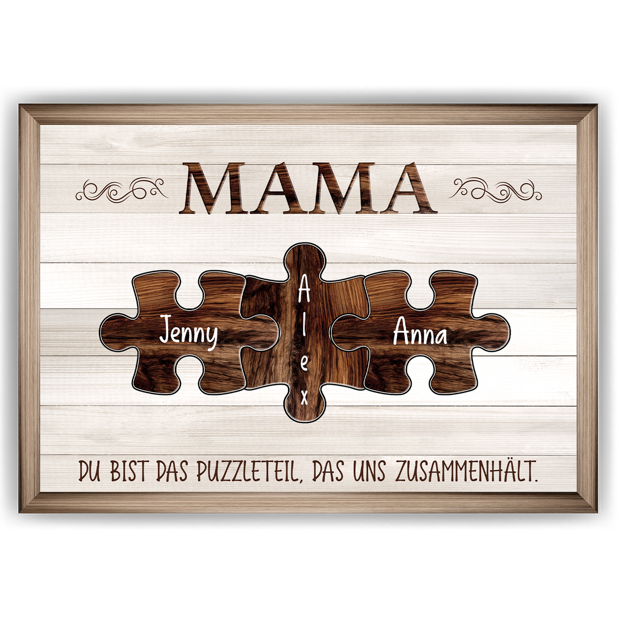 Personalisiertes Poster für Mama – Puzzle Optik mit Namen – Familien Wandbild – Geschenk für Mutter, Muttertag, Weihnachten