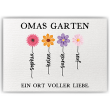 Laden Sie das Bild in den Galerie-Viewer, Personalisiertes Oma Poster „Omas Garten“ – Blumenposter mit Namen – Geschenk für Oma, Familienposter personalisiert, Wandbild Oma
