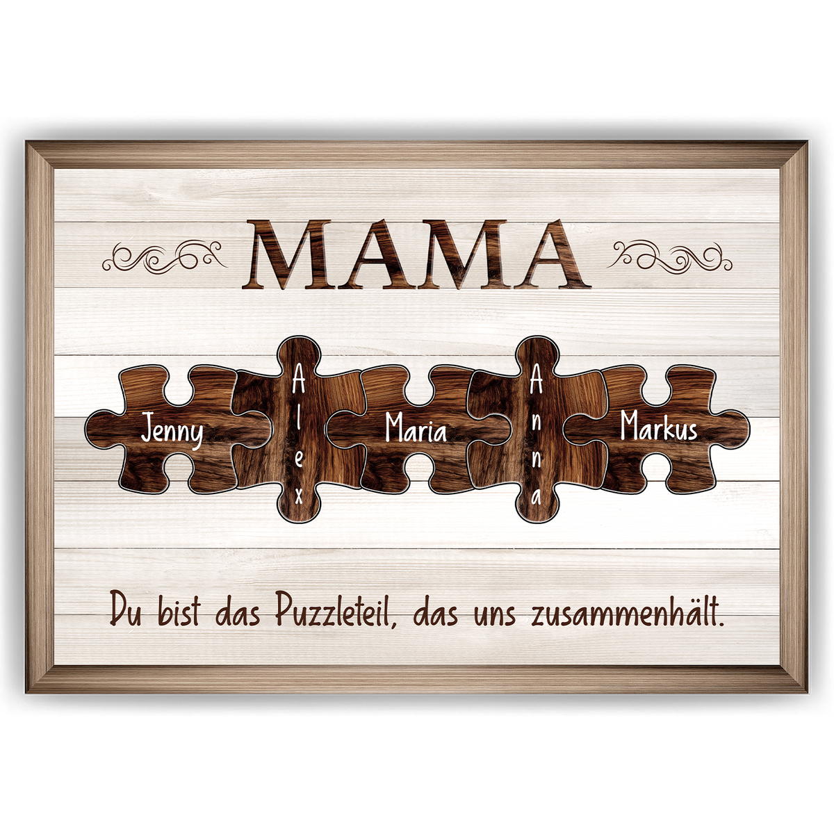 Personalisiertes Poster für Mama – Puzzle Optik mit Namen – Familien Wandbild – Geschenk für Mutter, Muttertag, Weihnachten