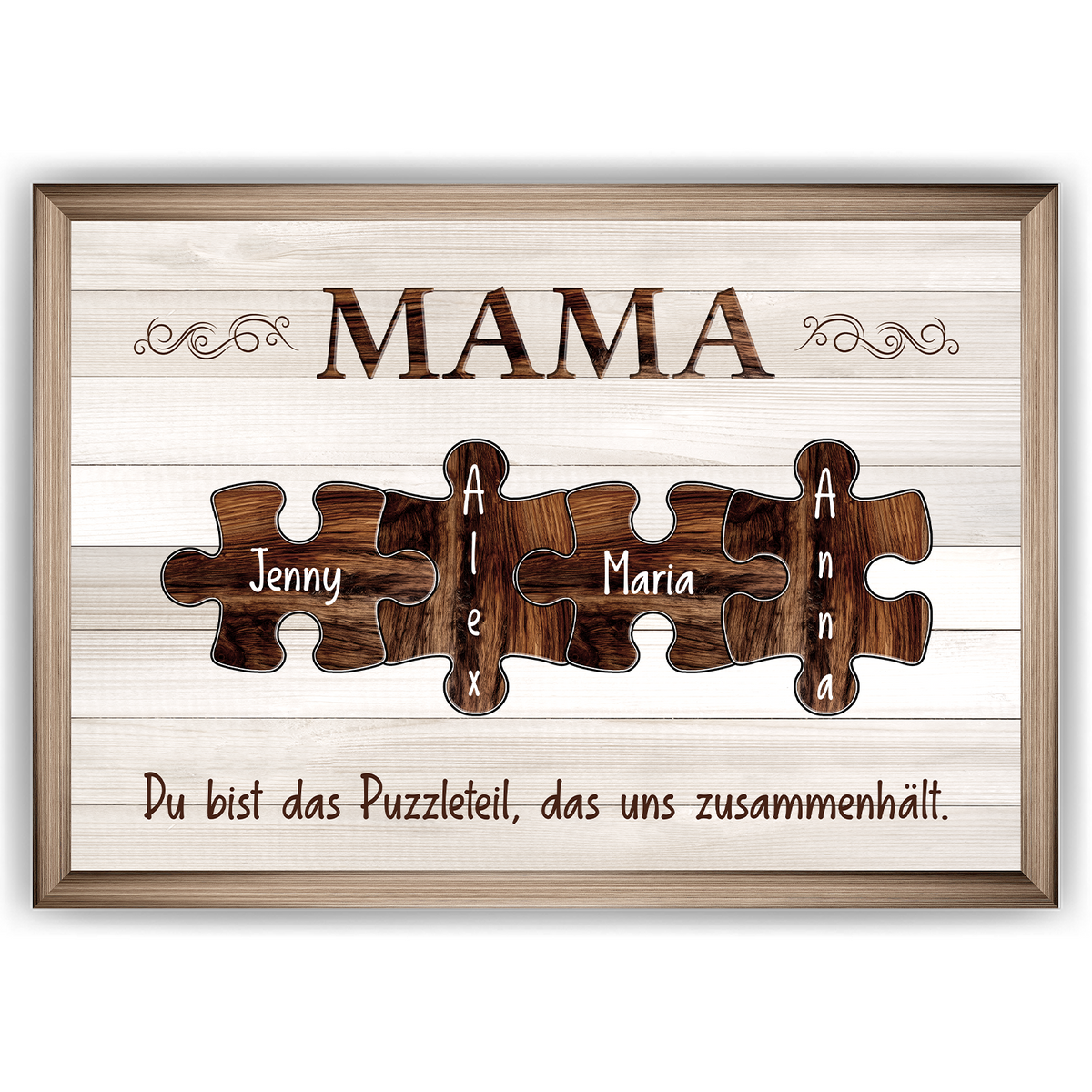 Personalisiertes Poster für Mama – Puzzle Optik mit Namen – Familien Wandbild – Geschenk für Mutter, Muttertag, Weihnachten