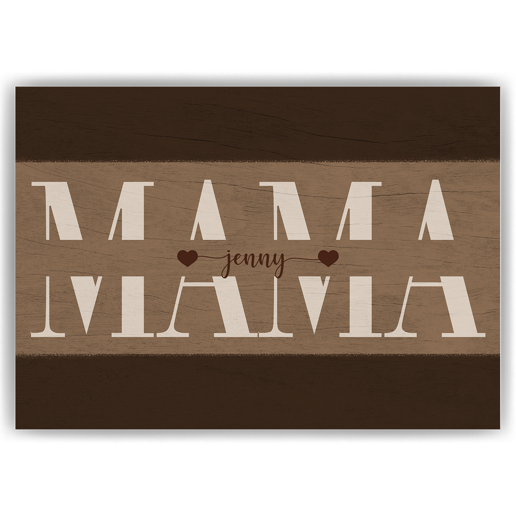 Personalisiertes Mama Poster mit Namen – Holzoptik Wandbild – Geschenk für Mama, Muttertag Geschenk, Familienposter personalisiert