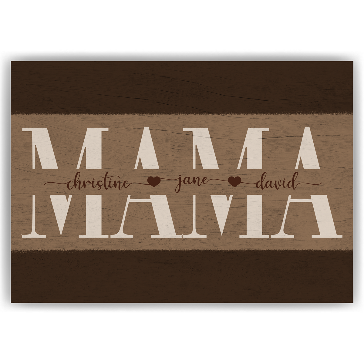 Personalisiertes Mama Poster mit Namen – Holzoptik Wandbild – Geschenk für Mama, Muttertag Geschenk, Familienposter personalisiert