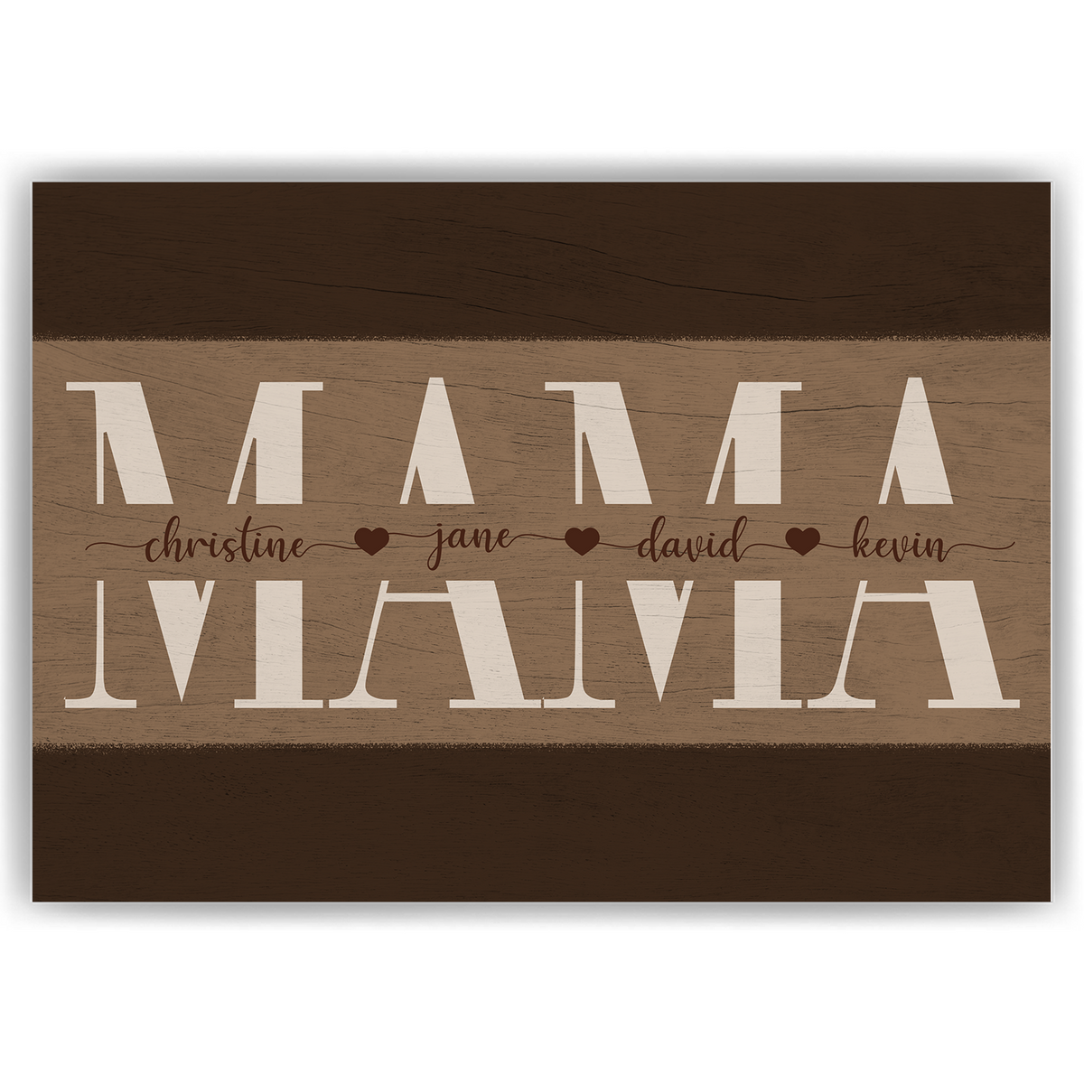 Personalisiertes Mama Poster mit Namen – Holzoptik Wandbild – Geschenk für Mama, Muttertag Geschenk, Familienposter personalisiert