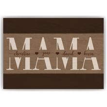 Laden Sie das Bild in den Galerie-Viewer, Personalisiertes Mama Poster mit Namen – Holzoptik Wandbild – Geschenk für Mama, Muttertag Geschenk, Familienposter personalisiert
