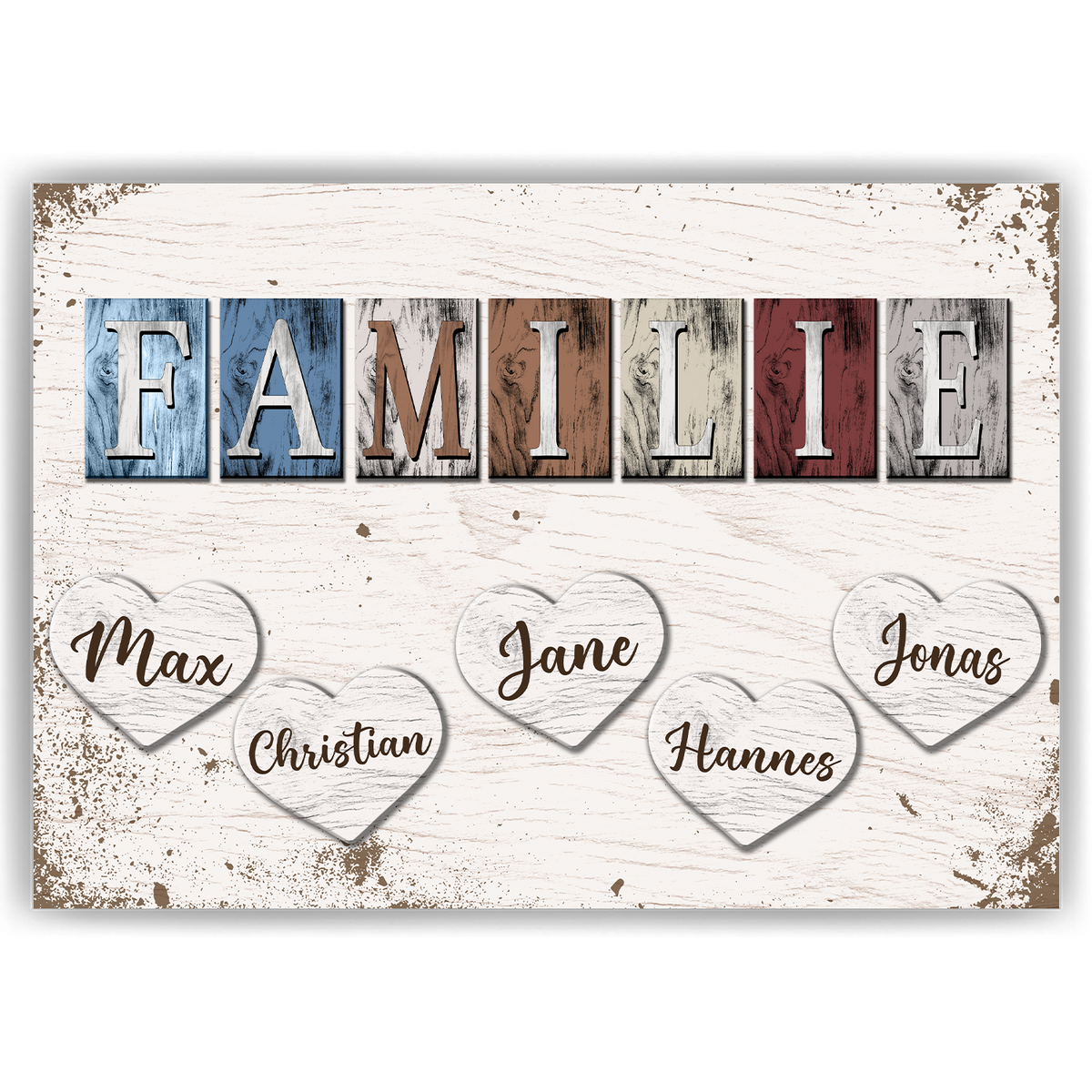 Poster Familie Personalisiert mit Namen - personalisierte Geschenke zum Einzug Hausbau Wohnung Einzugsgeschenk Bild Familie Geschenk für Familie, Eltern, Mama & Papa