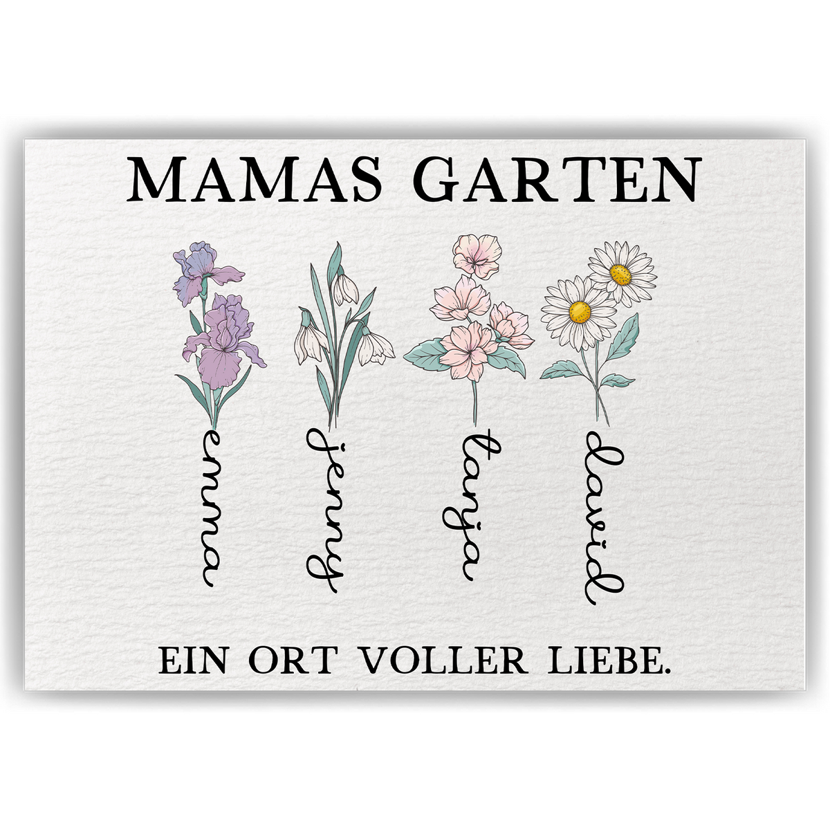 Personalisiertes Mama Poster „Mamas Garten“ – Blumenposter mit Namen – Geschenk für Mama, Muttertag Geschenk, Familien Wandbild Geschenk für Mama, Oma, Ehefrau Frauen
