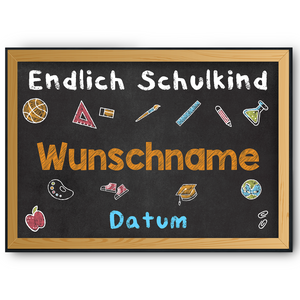 Einschulung Personalisiertes Geschenk zum Schulanfang Deko Poster Erster Schultag Schulkind