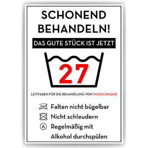 Personalisiertes Geschenk zum 27. Geburtstag Frau Mann Wäsche Lustige Geschenkidee 27 Jahre Geburtstagskarte Witzige Party Deko