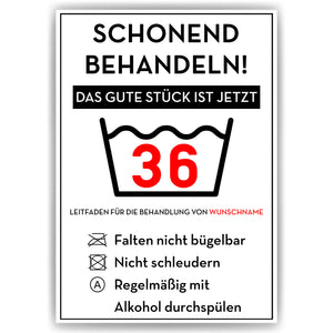 Personalisiertes Geschenk zum 36. Geburtstag Frau Mann Wäsche Lustige Geschenkidee 36 Jahre Geburtstagskarte Witzige Party Deko