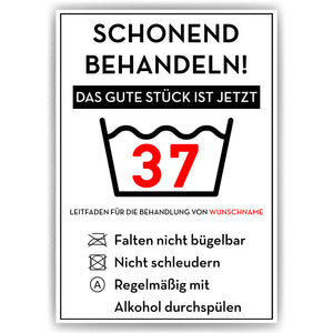 Personalisiertes Geschenk zum 37. Geburtstag Frau Mann Wäsche Lustige Geschenkidee 37 Jahre Geburtstagskarte Witzige Party Deko