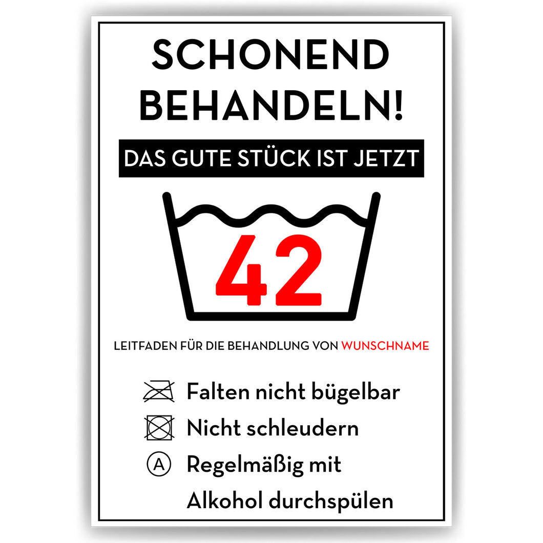 Personalisiertes Geschenk zum 42. Geburtstag Frau Mann Wäsche Lustige Geschenkidee 42 Jahre Geburtstagskarte Witzige Party Deko