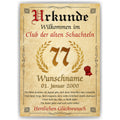 77. Geburtstag Urkunde personalisiert ALTE SCHACHTEL Geschenk Frau Geburtstagskarte Deko Bild