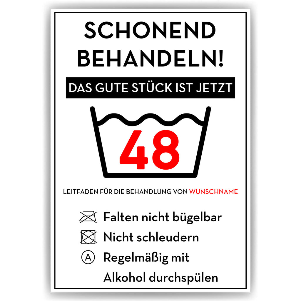 Personalisiertes Geschenk zum 48. Geburtstag Frau Mann Wäsche Lustige Geschenkidee 48 Jahre Geburtstagskarte Witzige Party Deko