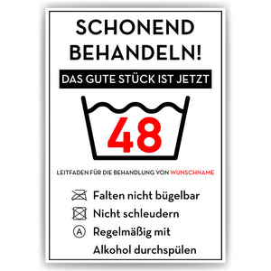 Personalisiertes Geschenk zum 48. Geburtstag Frau Mann Wäsche Lustige Geschenkidee 48 Jahre Geburtstagskarte Witzige Party Deko