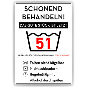 Personalisiertes Geschenk zum 51. Geburtstag Frau Mann Wäsche Lustige Geschenkidee 51 Jahre Geburtstagskarte Witzige Party Deko