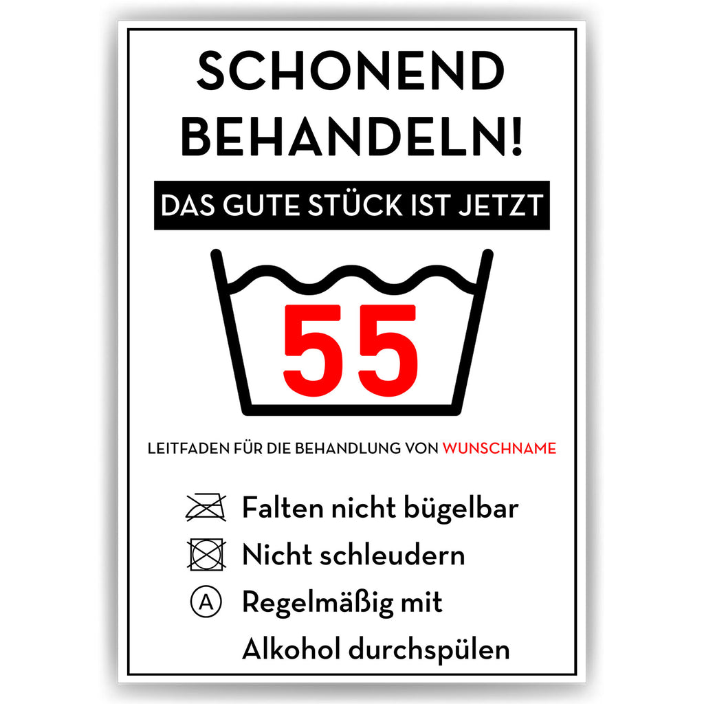 Schonend behandeln 55 Poster – lustiges Geschenk zum 55. Geburtstag, personalisiert mit Name