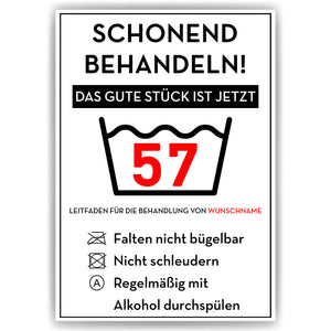 Personalisiertes Geschenk zum 57. Geburtstag Frau Mann Wäsche Lustige Geschenkidee 57 Jahre Geburtstagskarte Witzige Party Deko