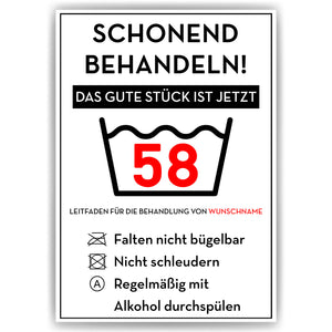 Personalisiertes Geschenk zum 58. Geburtstag Frau Mann Wäsche Lustige Geschenkidee 58 Jahre Geburtstagskarte Witzige Party Deko