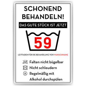 Personalisiertes Geschenk zum 59. Geburtstag Frau Mann Wäsche Lustige Geschenkidee 59 Jahre Geburtstagskarte Witzige Party Deko