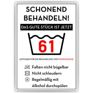 Personalisiertes Geschenk zum 61. Geburtstag Frau Mann Wäsche Lustige Geschenkidee 61 Jahre Geburtstagskarte Witzige Party Deko