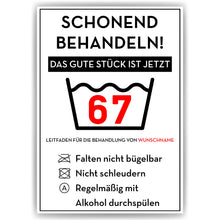 Laden Sie das Bild in den Galerie-Viewer, Personalisiertes Geschenk zum 67. Geburtstag Frau Mann Wäsche Lustige Geschenkidee 67 Jahre Geburtstagskarte Witzige Party Deko
