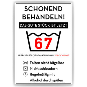 Personalisiertes Geschenk zum 67. Geburtstag Frau Mann Wäsche Lustige Geschenkidee 67 Jahre Geburtstagskarte Witzige Party Deko
