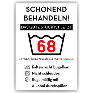 Personalisiertes Geschenk zum 68. Geburtstag Frau Mann Wäsche Lustige Geschenkidee 68 Jahre Geburtstagskarte Witzige Party Deko