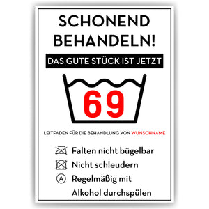 Personalisiertes Geschenk zum 69. Geburtstag Frau Mann Wäsche Lustige Geschenkidee 69 Jahre Geburtstagskarte Witzige Party Deko