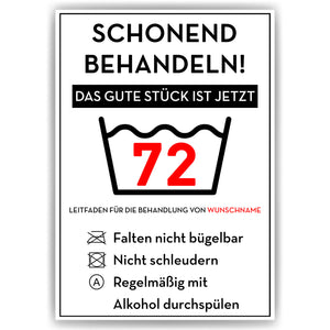 Personalisiertes Geschenk zum 72. Geburtstag Frau Mann Wäsche Lustige Geschenkidee 72 Jahre Geburtstagskarte Witzige Party Deko