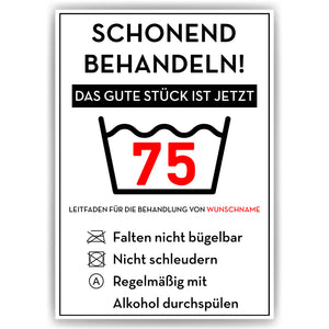 Personalisiertes Geschenk zum 75. Geburtstag Frau Mann Wäsche Lustige Geschenkidee 75 Jahre Geburtstagskarte Witzige Party Deko