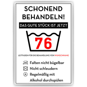 Personalisiertes Geschenk zum 76. Geburtstag Frau Mann Wäsche Lustige Geschenkidee 76 Jahre Geburtstagskarte Witzige Party Deko