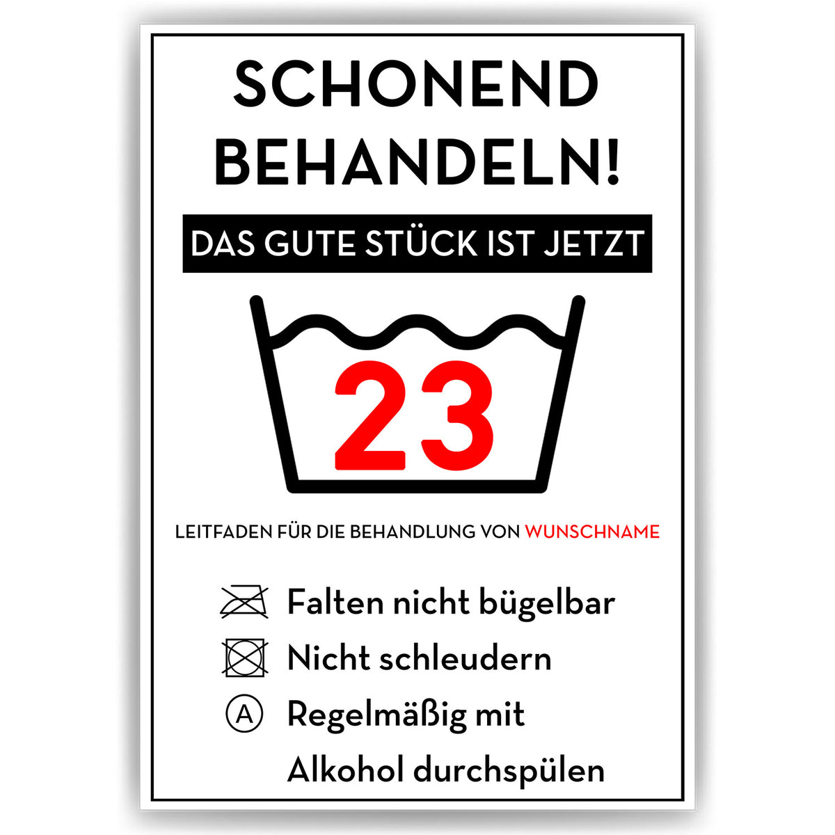 Schonend behandeln 23 Poster – lustiges Geschenk zum 23. Geburtstag, personalisiert mit Name