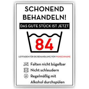 Personalisiertes Geschenk zum 84. Geburtstag Frau Mann Wäsche Lustige Geschenkidee 84 Jahre Geburtstagskarte Witzige Party Deko