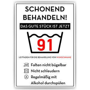 Personalisiertes Geschenk zum 91. Geburtstag Frau Mann Wäsche Lustige Geschenkidee 91 Jahre Geburtstagskarte Witzige Party Deko