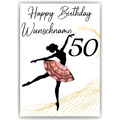 50. Geburtstag Geldgeschenk Personalisiert Frauen Freundin Geld Ballerina Geburtstagskarte Ballett