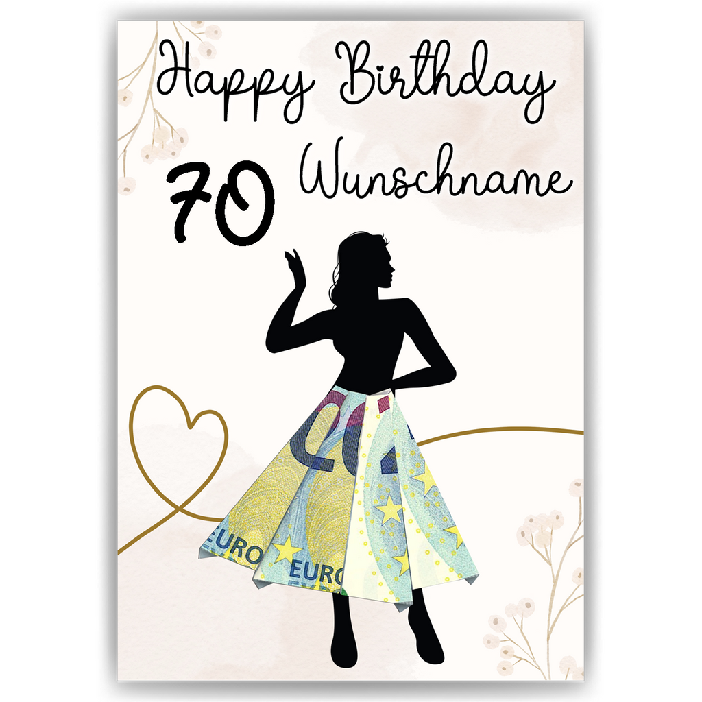 Geldgeschenk zum 70. Geburtstag Personalisiert Frauen Geburtstagsgeschenk Freundin Geld Geschenkidee